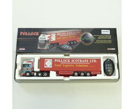 Manufacturer  - Corgi | Description - Scania Topline Curtainside Trailer - Pollock Ltd | Stock Code - CC12931 | Model Conditi