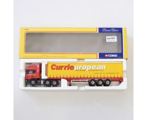 Manufacturer  - Corgi | Description - Scania Topline Curtainside - Currie European Transport | Stock Code - CC12903 | Model C