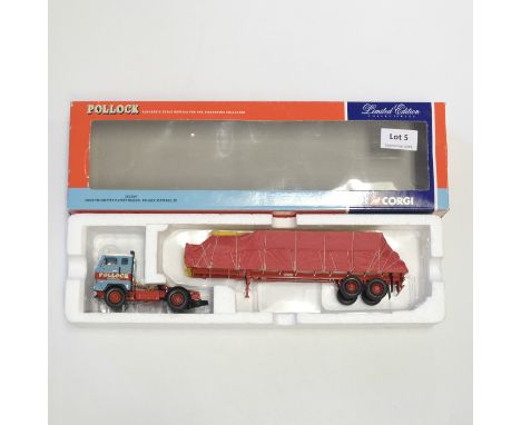 Manufacturer  - Corgi | Description - Volvo F88 Sheeted Flatbed Trailer - Pollock Scotrans LTD | Stock Code - CC13107 | Model