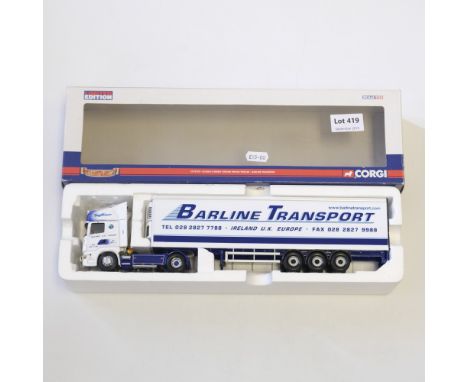 Manufacturer  - Corgi | Description - Scania R Serise Topline Fridge Trailer - Barline Transport | Stock Code - CC13720 | Mod