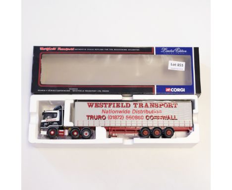 Manufacturer  - Corgi | Description - Scani 4 Series Curtainside - Westfield Transport Ltd | Stock Code - CC12213 | Model Con