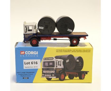 Manufacturer  - Corgi | Description - Leyland Super Comet Platform Lorry - Holt Lane Transport | Stock Code - 25301 | Model C