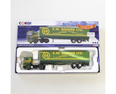 Manufacturer  - Corgi | Description - Volvo F10 Tilt Trailer - E.M. Rogers LTD | Stock Code - CC15504 | Model Condition - 5/5