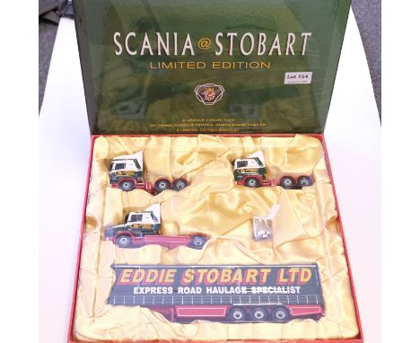 Manufacturer  - Corgi | Description - 3 Tractor Unit &amp; Curtainside Trailer Set - Eddie Stobart | Stock Code - CC99155 | M