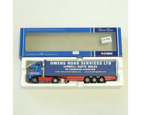 Manufacturer  - Corgi | Description - Volvo Globetrotter FH12 Curtainside - Owens Road Services LTD | Stock Code - CC12402 | 