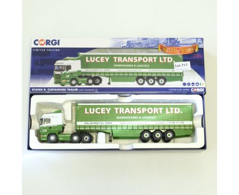 Manufacturer  - Corgi | Description - Scania R Curtainside Trailer - Lucey Transport LTD | Stock Code - CC13777 | Model Condi