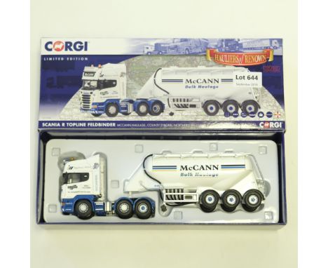 Manufacturer  - Corgi | Description - Scania R Topline Feldbinder -McCann Haulage | Stock Code - CC13760 | Model Condition - 