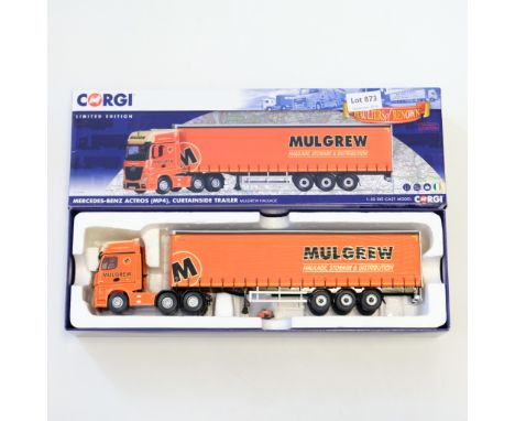 Manufacturer  - Corgi | Description - Mercedes-Benz Actros MP4 Curtainside Trailer - Mulgrew Haulage | Stock Code - CC15806 |