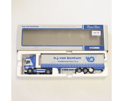 Manufacturer  - Corgi | Description - Scania Topline Curtainside - HJ Van Bentum BV | Stock Code - CC12910 | Model Condition 