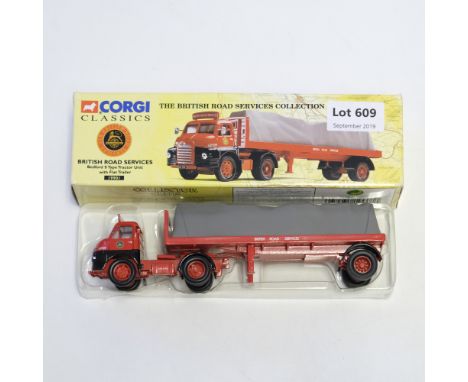 Manufacturer  - Corgi | Description - Bedford S Type Tractor Unit With Flat Trailer - BRS | Stock Code - 19901 | Model Condit