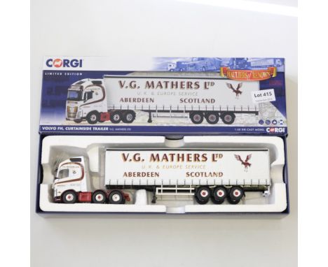 Manufacturer  - Corgi | Description - Volvo FH Curtainside Trailer - V.G. Mathers LTD | Stock Code - CC16003 | Model Conditio