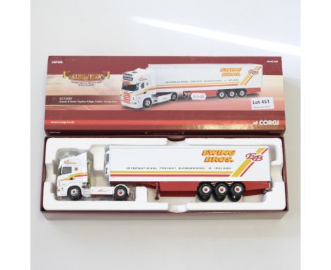 Manufacturer  - Corgi | Description - Scania R Series Topline Fridge Trailer - Ewings Bros | Stock Code - CC13723 | Model Con