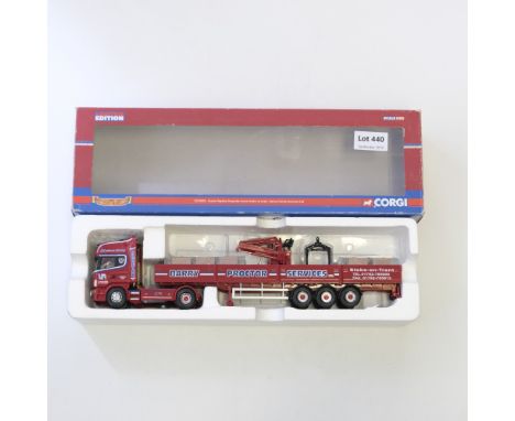 Manufacturer  - Corgi | Description - Scania Topline Dropside Crane Trailer &amp; Load - Barry Proctor Services Ltd | Stock C