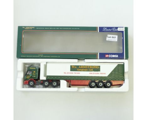 Manufacturer  - Corgi | Description - Renault Premium Curtainside - Wm Armstrong (Longtown) Ltd | Stock Code - CC12102 | Mode