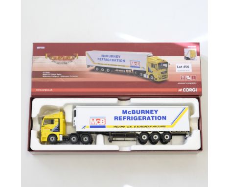 Manufacturer  - Corgi | Description - MAN TGX Fridge Trailer - McBurney Transport | Stock Code - CC15205 | Model Condition - 