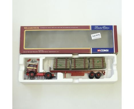 Manufacturer  - Corgi | Description - Volvo F88 Log Trailer - William Nicol (Aberdeen) LTD | Stock Code - CC13102 | Model Con