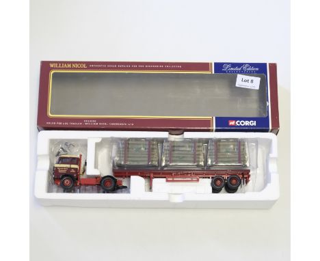 Manufacturer  - Corgi | Description - Volvo F88 Log Trailer - William Nicol (Aberdeen) LTD | Stock Code - CC13102 | Model Con