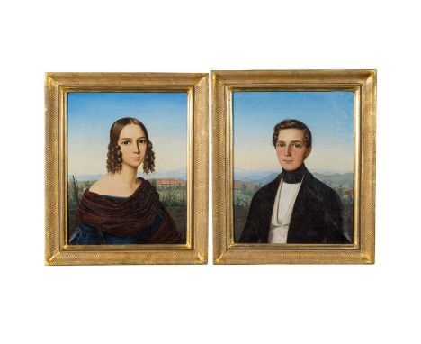 PORTRÄTIST DES 19. JAHRHUNDERTS "Porträts der Geschwister Tekla und Ludwig Alfons August von Thomson" Öl auf Leinwand, Verso 