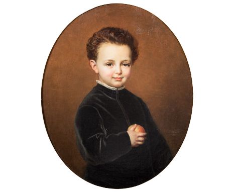 BEGAS, OSKAR (1828-1883) "Bildnis eines Jungen mit schwarzer Samtjacke" Öl auf Leinwand, signiert und datiert "O. Degas 70", 