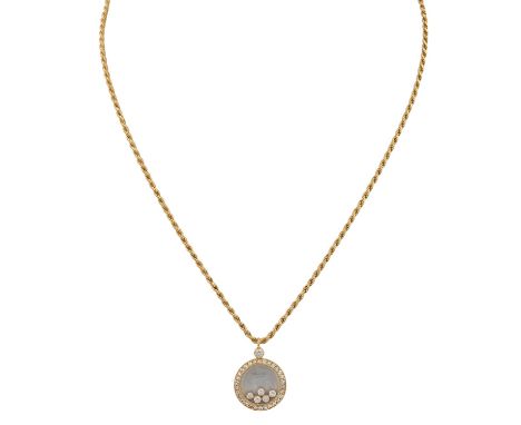 CHOPARD Collier "Happy Diamonds" 36 Diamanten von zus. 0,66 ct, 30 Achtkant-Diamanten zus. 0,3 ct, Brillant ca. 0,08 ct, 5 be