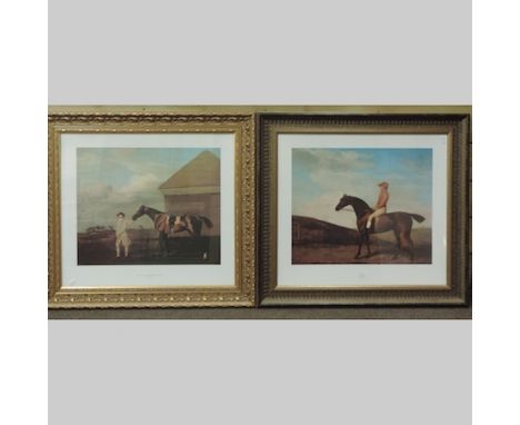 A pair of large framed prints of horses, after Stubbs, each 45 x 55cm