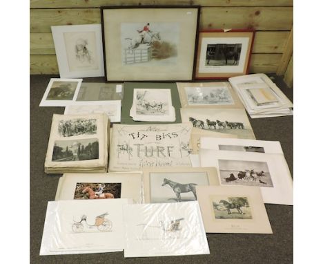 Cecil Aldin, Hunting Types, signed print, together with a collection of unframed prints