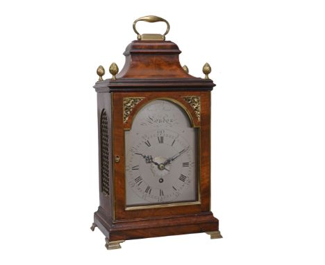 A George III brass mounted mahogany small table timepiece with alarm  A George III brass mounted mahogany small table timepie