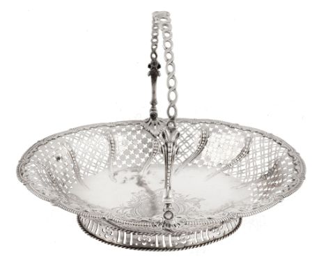 An early George III silver shaped oval basket by Emick Romer, London 1764  An early George III silver shaped oval basket by E