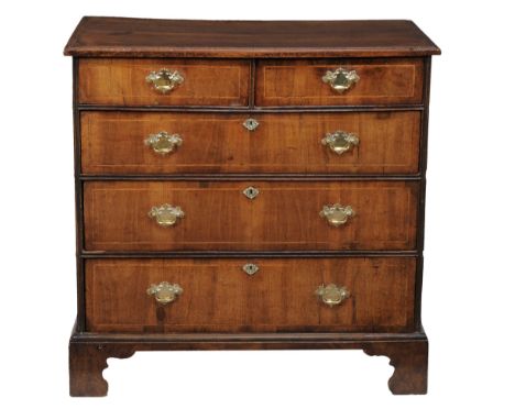 A George II walnut chest, circa 1740, with an inlaid rectangular top  A George II walnut chest,   circa 1740, with an inlaid 