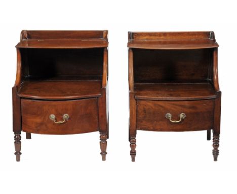 A matched pair of Regency mahogany bowfront bedside commodes , circa 1815  A matched pair of Regency mahogany bowfront bedsid