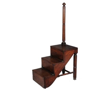 A set of William IV mahogany library steps, circa 1835  A set of William IV mahogany library steps,   circa 1835, the turned 