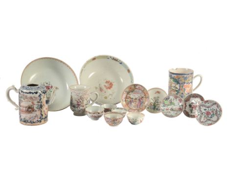 A Chinese Famille Rose tea bowl and saucer, Qianlong A Chinese Famille Rose tea bowl and saucer, Qianlong, painted with peony