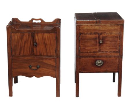 A George III mahogany night commode, circa 1780  A George III mahogany night commode,   circa 1780, the undulating gallery in
