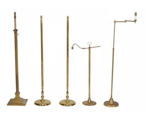 A brass Corinthian column telescopic standard lamp  A brass Corinthian column telescopic standard lamp  , late 19th century a