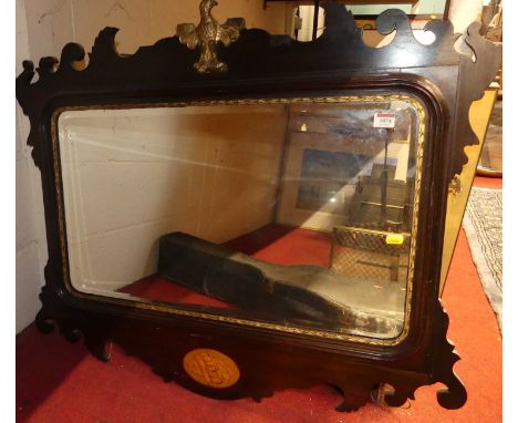 After Chippendale - fret carved mahogany framed wall mirror, width 93cm