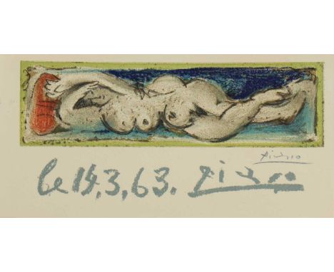 After Pablo Picasso 'Profil de Jeune Fille on Chapeau' lithograph, bears signature and dated u.l. sheet 37.3 x 28cm; and anot