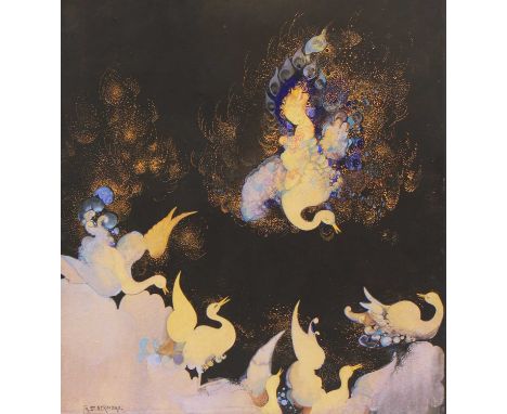 *Katie Blackmore (1890-1957) Fairy and Swans signed 'K. Blackmore' l.l., mixed media on paper 41.5 x 38cm *Artist's Resale Ri