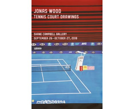 Jonas Wood (American, b.1977) Tennis Court Drawings exhibition poster two offset lithographs in colours, 2018, on smooth wove