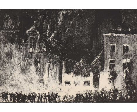 *Sir Frank Brangwyn RA (1867-1956) 'Dixmude, Belgian'; 'Arras, France', from series titled 'Ruins of War' (1919) two lithogra