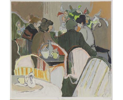 Itzchak Tarkay (Israeli, 1935-2012) 'Tea Room'; Untitled lithograph in colours, both signed 'Tarkay' in pencil l.r., the firs