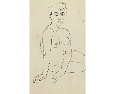 *Mervyn Peake (1911-1968) Seated nude pen and ink 40 x 24.5cm, unframed Provenance: From the estate of the artist Raymond Hen