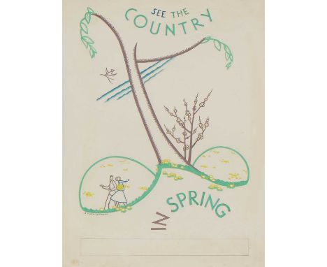 *Sylvia Bergin Rowley (1904-1999) 'See The Country In Spring', late 1920s-1930s signed 'Sylvia Bergin' l.l., gouache 50 x 37c