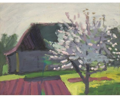 Valeri Komarov (Russian, b.1947) 'Apple blossoms', 1995 signed indistinctly l.l., oil on board 38 x 48cmCondition report: App
