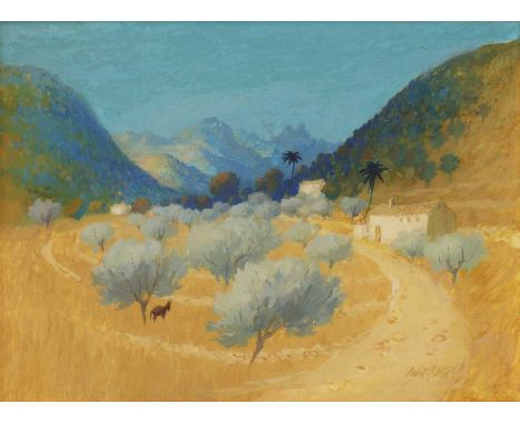 *David Hutter (1930-1990) 'Olive Grove' signed 'David Hutter' l.r., inscribed 'Olive Grove' verso, oil on board 57x 76cm *Art