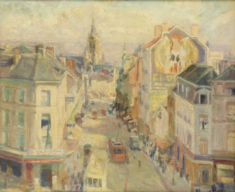 Marguerite Reh (Belgian, 1871-1941) A city view signed l.r., oil on canvas 49 x 59cmCondition report: Yellow in colour, could