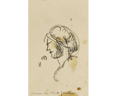 Attributed to Mark Gertler (1891-1939) Sketch of a woman in profile with inscription by another hand 'Drawn by Mark Gertler',