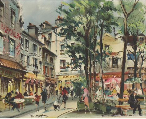 Maurice Legendre (French, 20th century) 'La Place du Tertre a Montmartre', Paris signed 'M Legendre' l.l., also signed and in