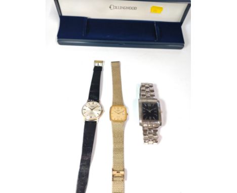 A gentlemen's 'Roamer' vintage 1960 manual wind. A 'Rotary' gold plated dress watch and a modern fashion watch. (3) 