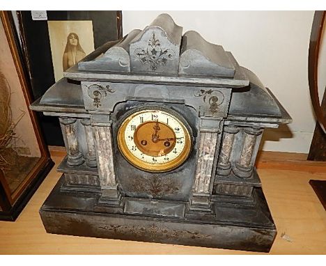 Slate Mantle Clock 17 inches wide