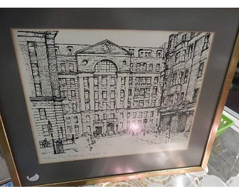 Ltd Edition 157/250 signed print of Middlesex Hospital  13 x 11 inches